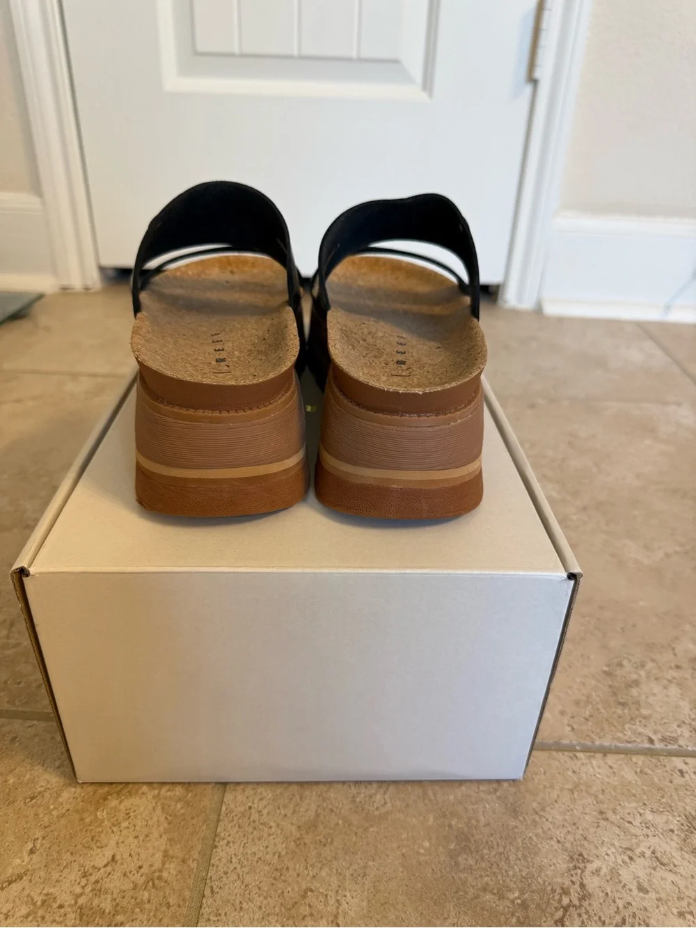 Reef Vista Luxe Siaa Black Leather Double-Strap Continued Comfort Sandal